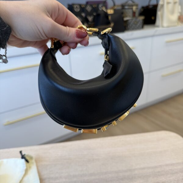 Fendi Vitello Grace New Matte Nano Fendigraphy Hobo Charm Black