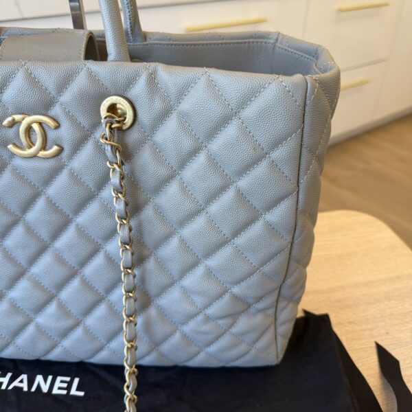 Chanel Caviar Quilted Coco Handle Shopping Tote Grey