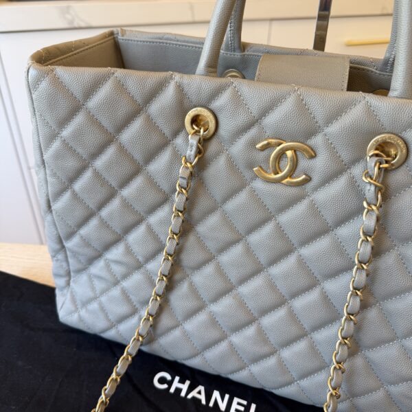 Chanel Caviar Quilted Coco Handle Shopping Tote Grey