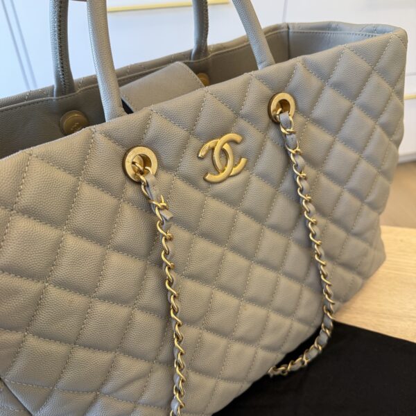 Chanel Caviar Quilted Coco Handle Shopping Tote Grey