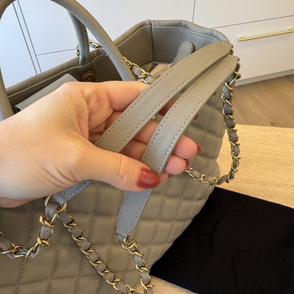 Chanel Caviar Quilted Coco Handle Shopping Tote Grey