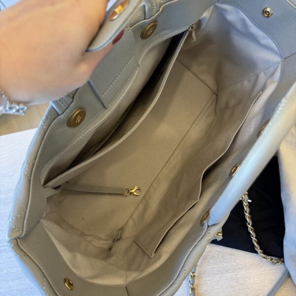 Chanel Caviar Quilted Coco Handle Shopping Tote Grey