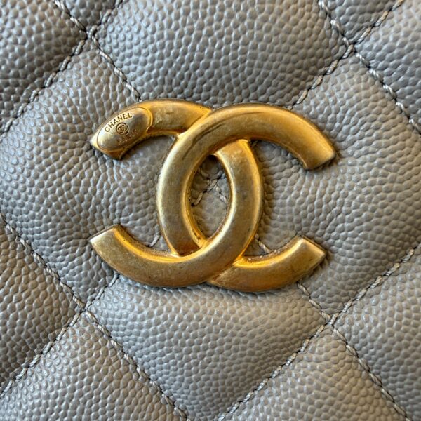 Chanel Caviar Quilted Coco Handle Shopping Tote Grey