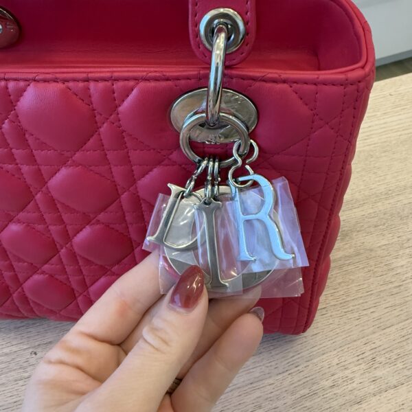 Christian Dior Lambskin Cannage Medium Lady Dior Silver Hardware Pink
