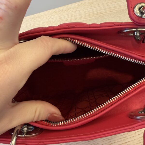 Christian Dior Lambskin Cannage Medium Lady Dior Silver Hardware Pink