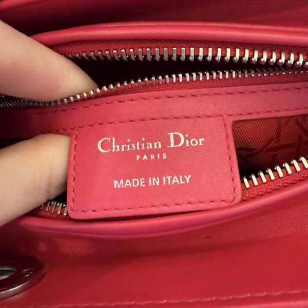 Christian Dior Lambskin Cannage Medium Lady Dior Silver Hardware Pink