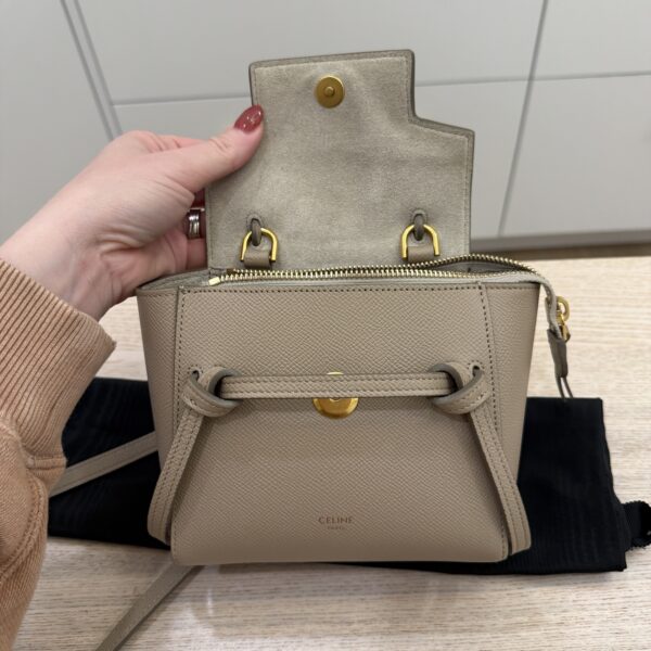 Celine Grained Calfskin Pico Belt Bag Light Taupe