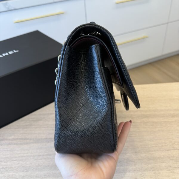 Chanel Lambskin Quilted Jumbo Double Flap Black Silver Hardware