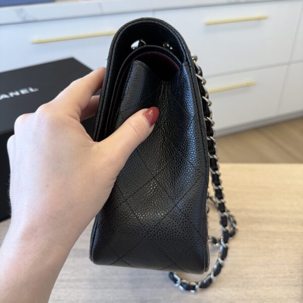 Chanel Lambskin Quilted Jumbo Double Flap Black Silver Hardware