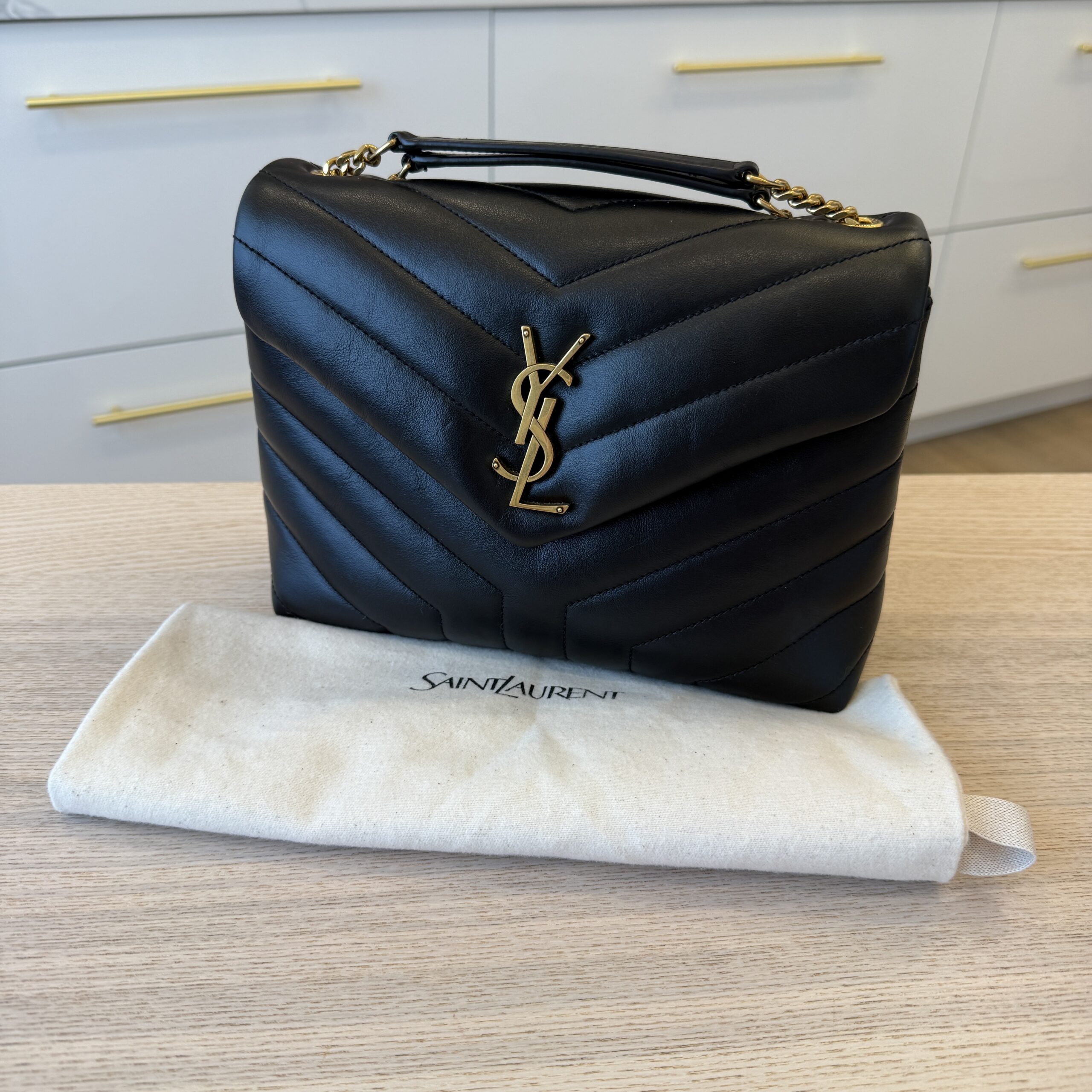 Saint Laurent (YSL) Loulou Small In Quilted Leather Black and Gold Hardware