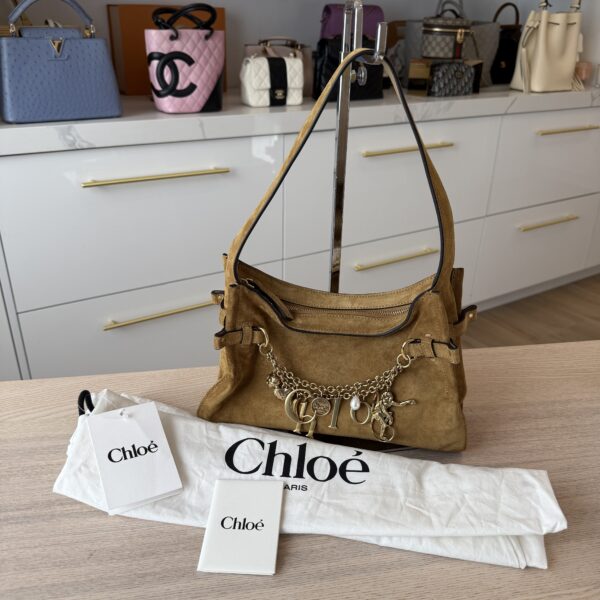 CHLOÉ Charms Hobo Bag in Suede Leather Gold / Khaki