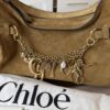 CHLOÉ Charms Hobo Bag in Suede Leather Gold / Khaki