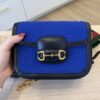 Gucci Casy Wool Azalea Calfskin Mini Horsebit 1955 Shoulder Bag Blue China