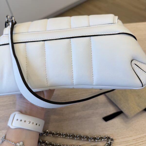 Gucci Nappa Vertical Matelasse Small Maxi Horsebit Chain Shoulder Bag White