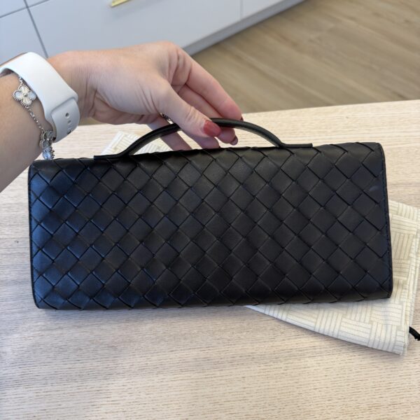 Bottega Veneta Nappa Intrecciato Long Andiamo Top Handle Clutch Fondant