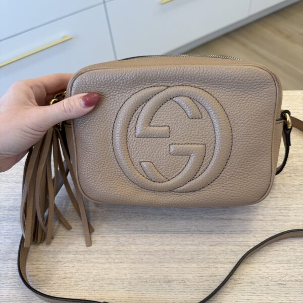 Gucci Calfskin Small Soho Disco Bag Beige