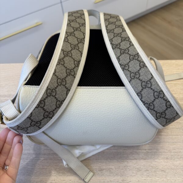 Gucci GG Supreme Monogram Calfskin Web Small Ophidia Day Backpack Beige Ebony New Acero