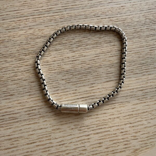 Tateossian London Pop Sleek Box Chain Bracelet Rhodium Plated Silver Men's