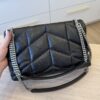 Saint Laurent (YSL) Lambskin Quilted Small Loulou Puffer Monogram Chain Satchel Black