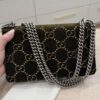 Gucci Velvet Moon Calfskin Crystal GG Monogram Small Dionysus Shoulder Bag Dark Olive Rose Gold