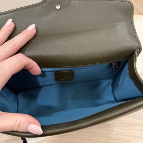 Gucci Velvet Moon Calfskin Crystal GG Monogram Small Dionysus Shoulder Bag Dark Olive Rose Gold