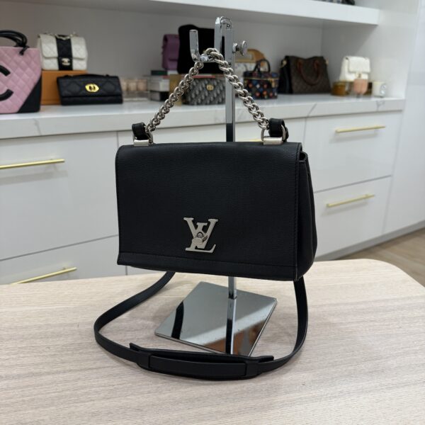 Louis Vuitton Black Pebbled Leather Lockme II BB Bag