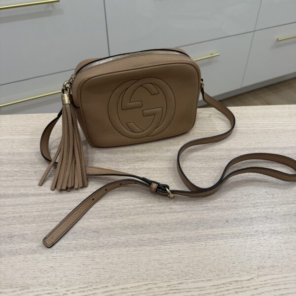 Gucci Calfskin Small Soho Disco Bag Beige