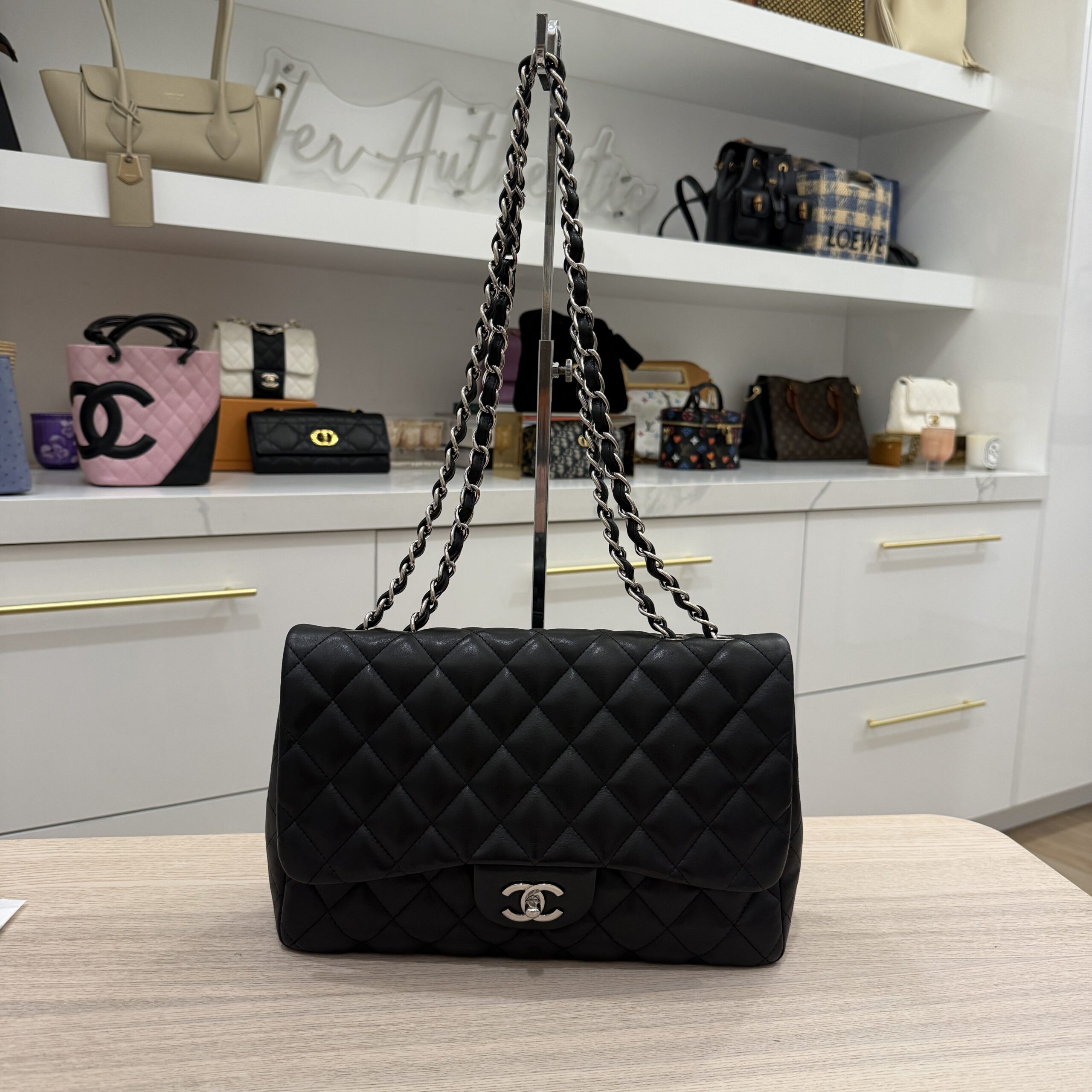 Chanel Lambskin Quilted Jumbo Single Flap Black