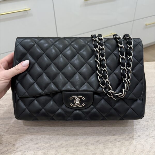 Chanel Lambskin Quilted Jumbo Single Flap Black