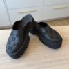 Gucci Rubber GG Monogram Perforated Elea Platform 55mm Lug Sole Sandals 38 Black