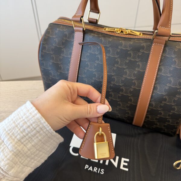 Celine Large Boston in Triomphe Canvas and Calfskin