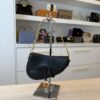 Christian Dior Black Ostrich Vintage Saddle Bag