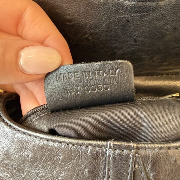 Christian Dior Black Ostrich Vintage Saddle Bag