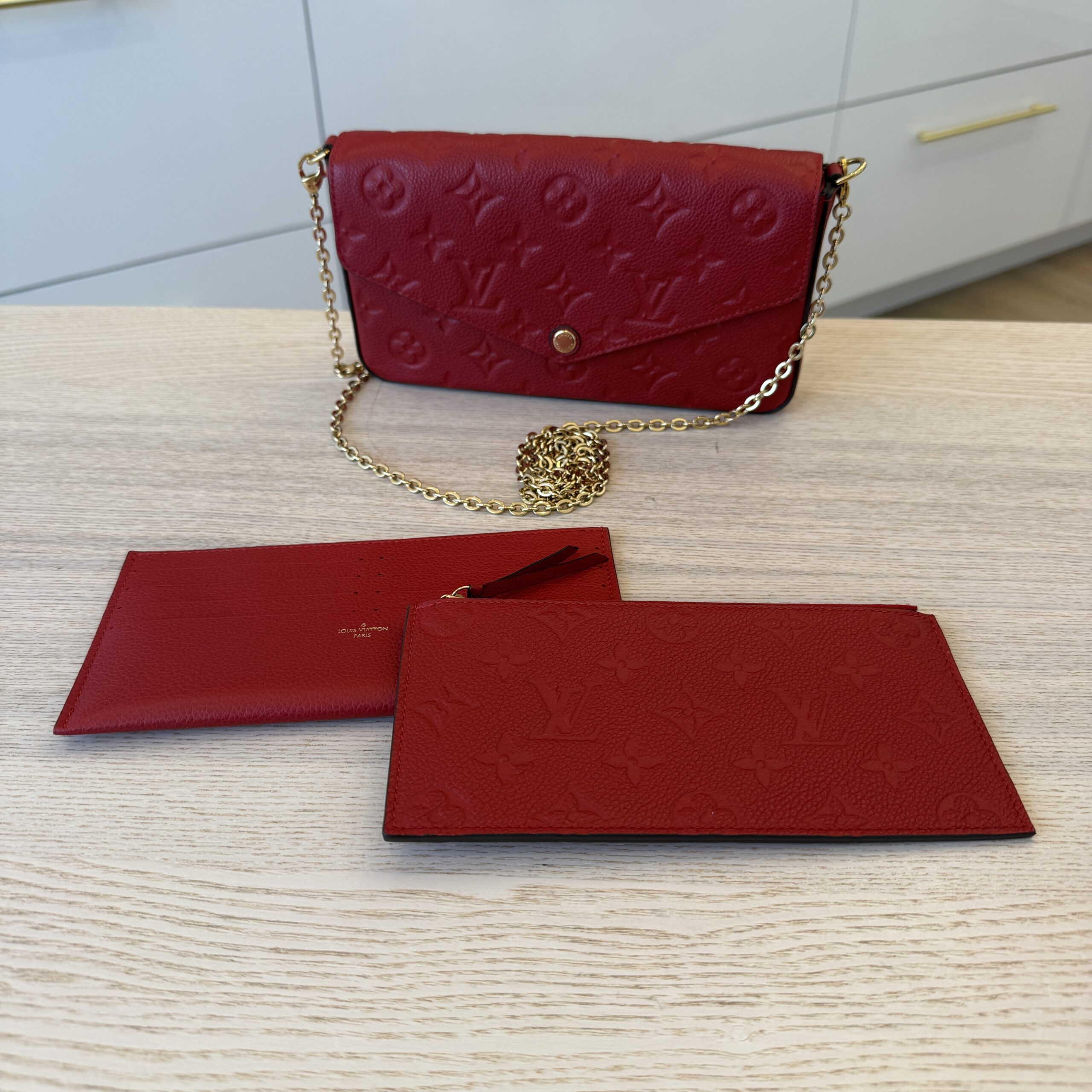 Louis Vuitton Empreinte Pochette Felicie Chain Wallet Cerise