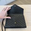 Saint Laurent (YSL) Grain De Poudre Matelasse Chevron Monogram Envelope Clutch Black