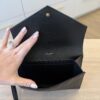 Saint Laurent (YSL) Grain De Poudre Matelasse Chevron Monogram Envelope Clutch Black