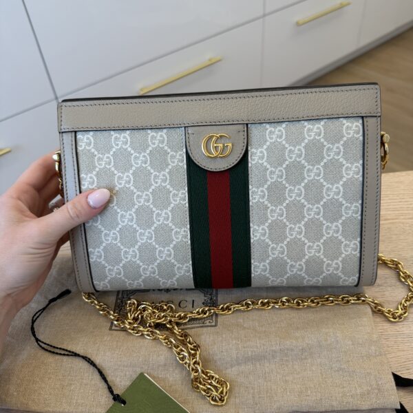Gucci GG Supreme Monogram Web Small Ophidia Chain Shoulder Bag