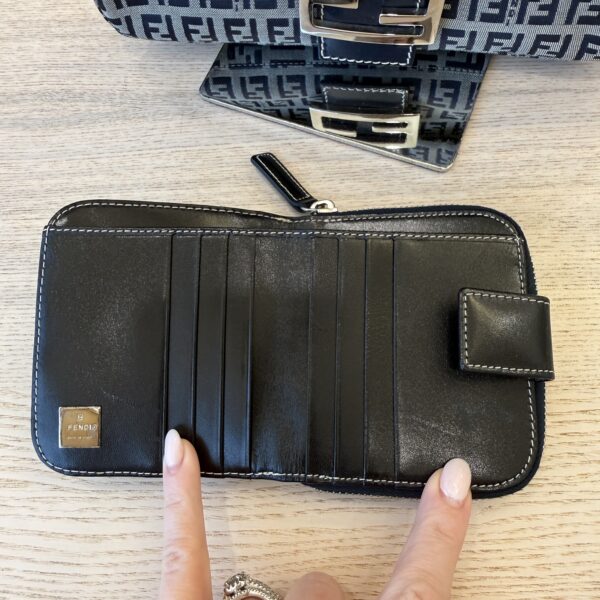 Fendi Zucchino Baguette Navy and Wallet