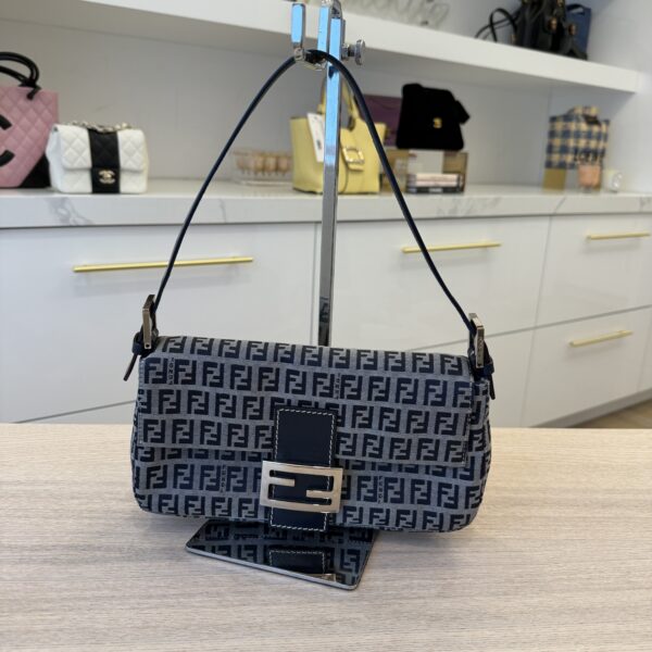 Fendi Zucchino Baguette Navy and Wallet