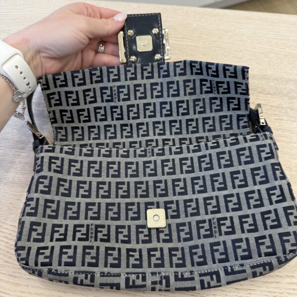 Fendi Zucchino Baguette Navy and Wallet