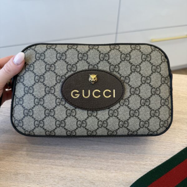 Gucci GG Supreme Monogram Neo Vintage Web Shoulder Bag Brown Yellow