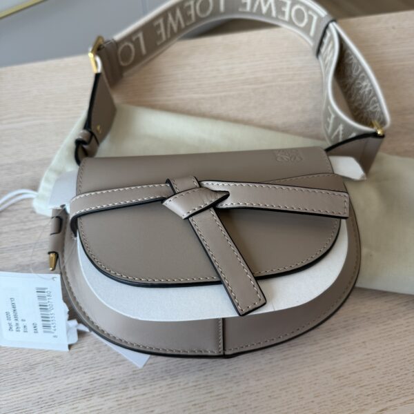 Loewe Mini Gate Dual Bag in Soft Calfskin and Jacquard Sand