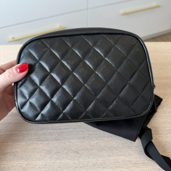 Chanel Caviar Quilted Medium Curvy Pouch Cosmetic Case Black