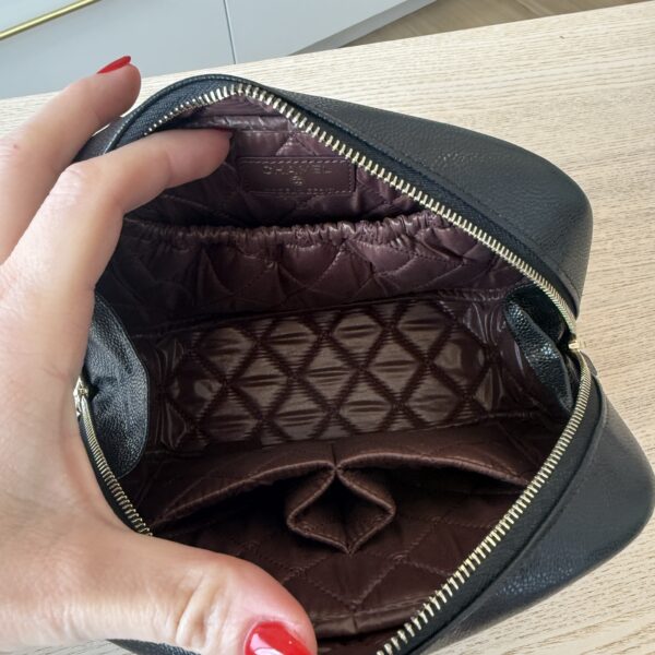 Chanel Caviar Quilted Medium Curvy Pouch Cosmetic Case Black