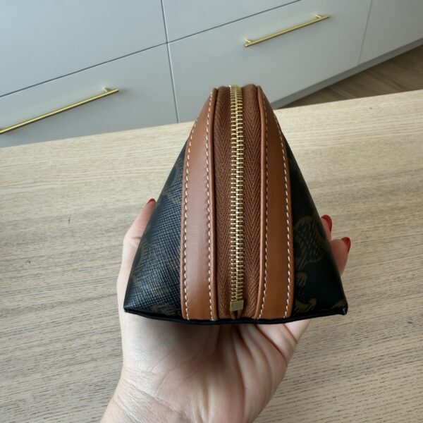 Celine Small Cosmetic Pouch in Triomphe Canvas and Calfskin