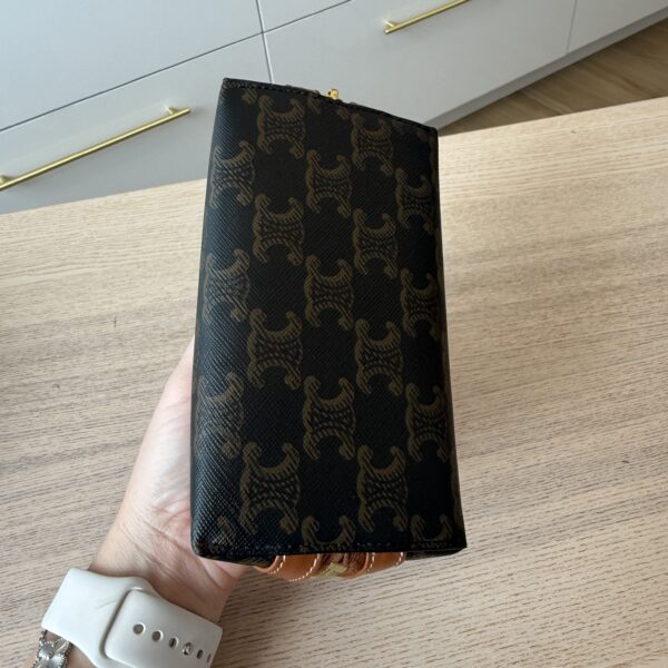 Celine Small Cosmetic Pouch in Triomphe Canvas and Calfskin