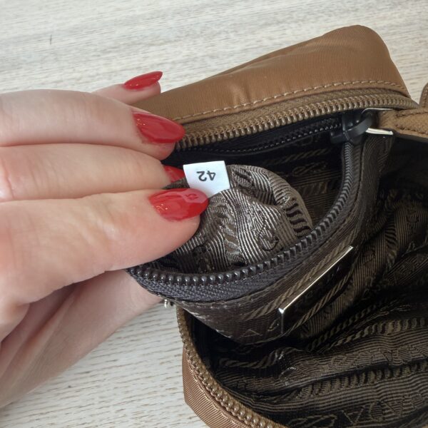 Prada Mini Re-Nylon Pouch Camel Brown