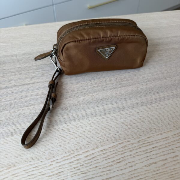 Prada Mini Re-Nylon Pouch Camel Brown