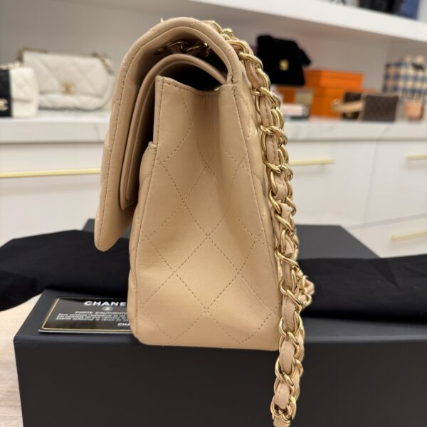 Chanel Lambskin Quilted Jumbo Double Flap Beige Claire Gold Hardware