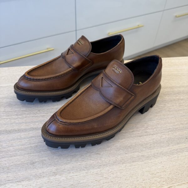 Prada Cognac Leather Loafers 38.5